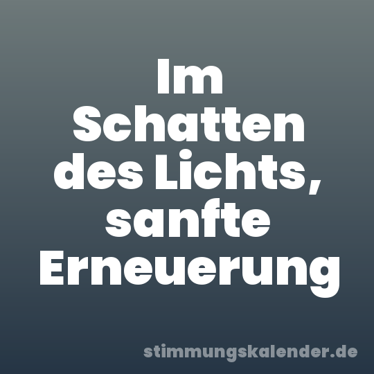 Im Schatten des Lichts, sanfte Erneuerung