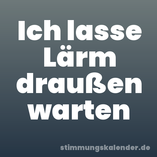 Ich lasse Lärm draußen warten