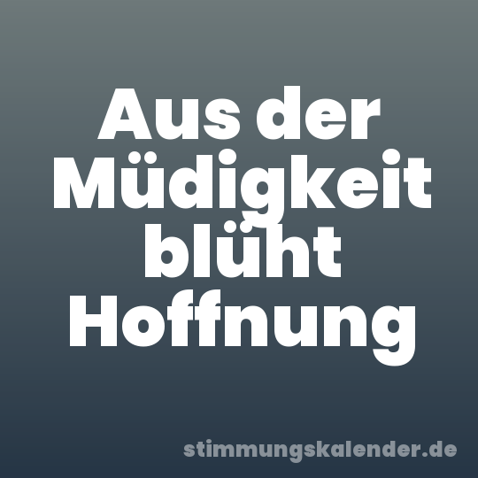 Aus der Müdigkeit blüht Hoffnung