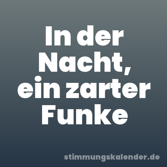 In der Nacht, ein zarter Funke