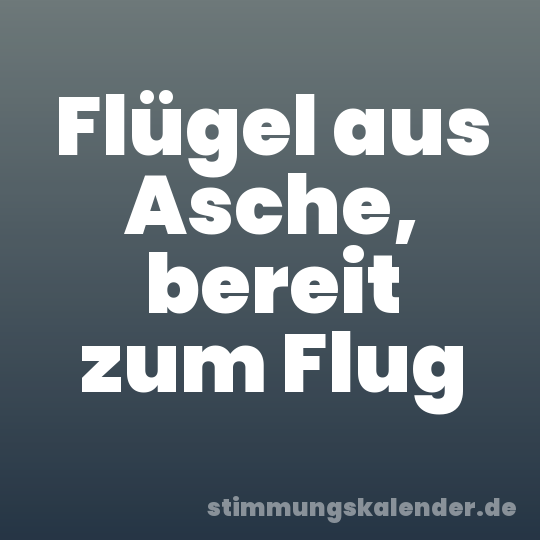 Flügel aus Asche, bereit zum Flug