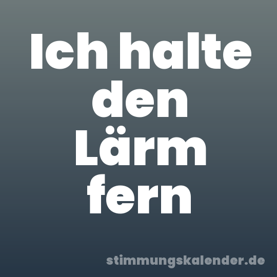 Ich halte den Lärm fern