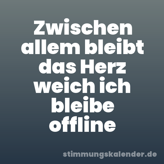 Zwischen allem bleibt das Herz weich ich bleibe offline
