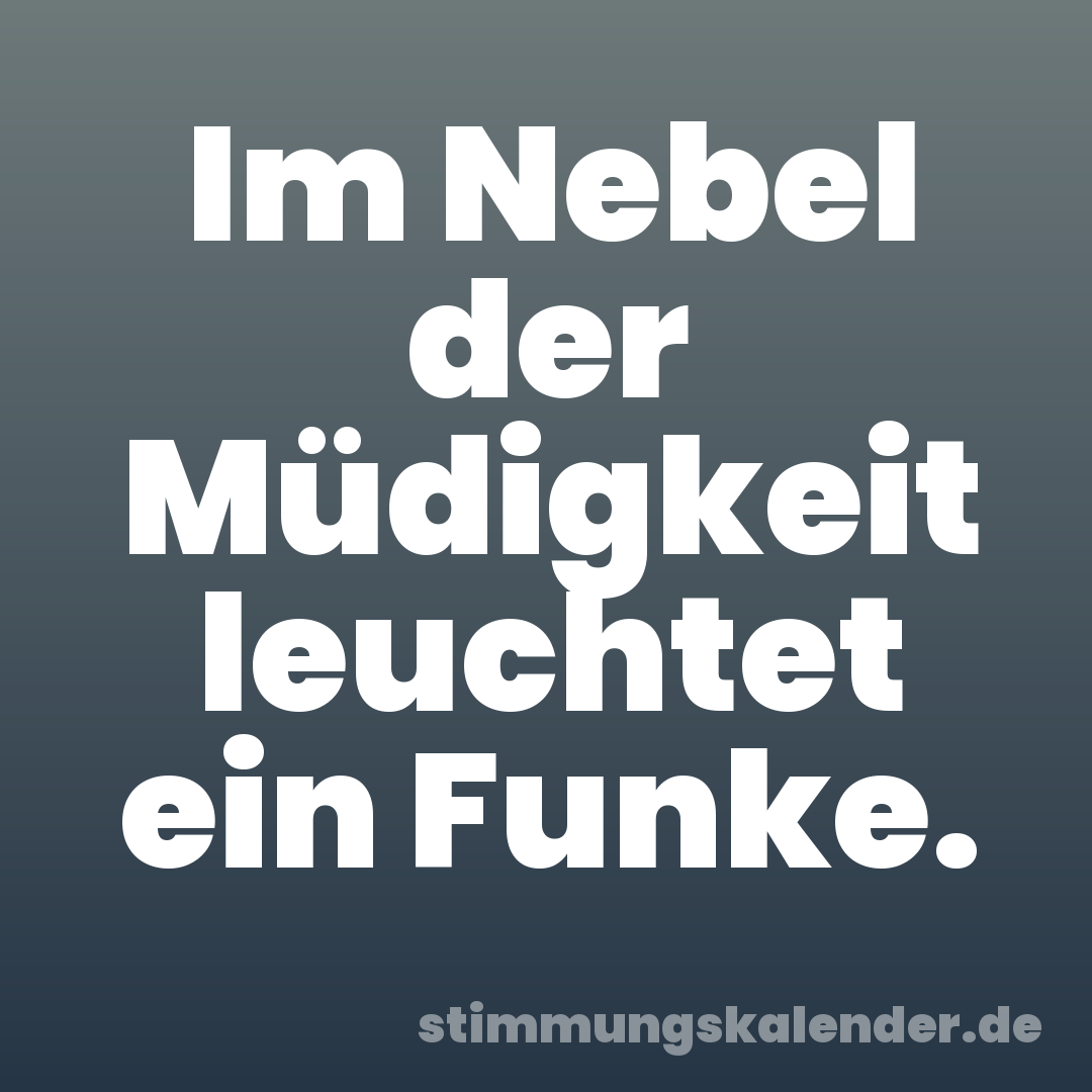 Im Nebel der Müdigkeit leuchtet ein Funke.