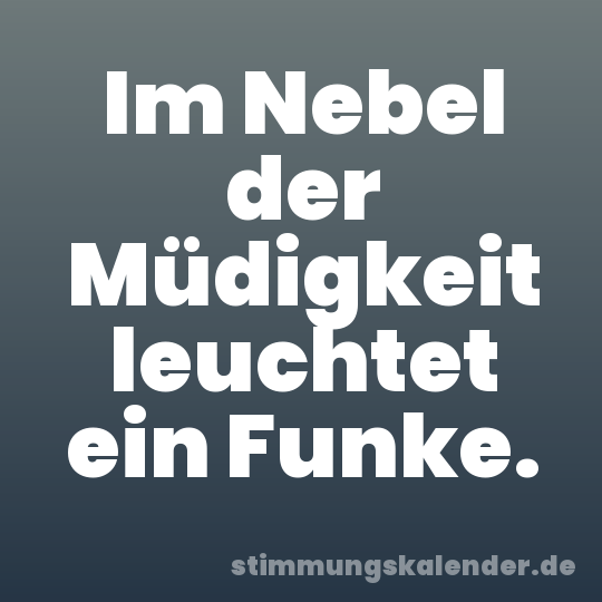 Im Nebel der Müdigkeit leuchtet ein Funke.