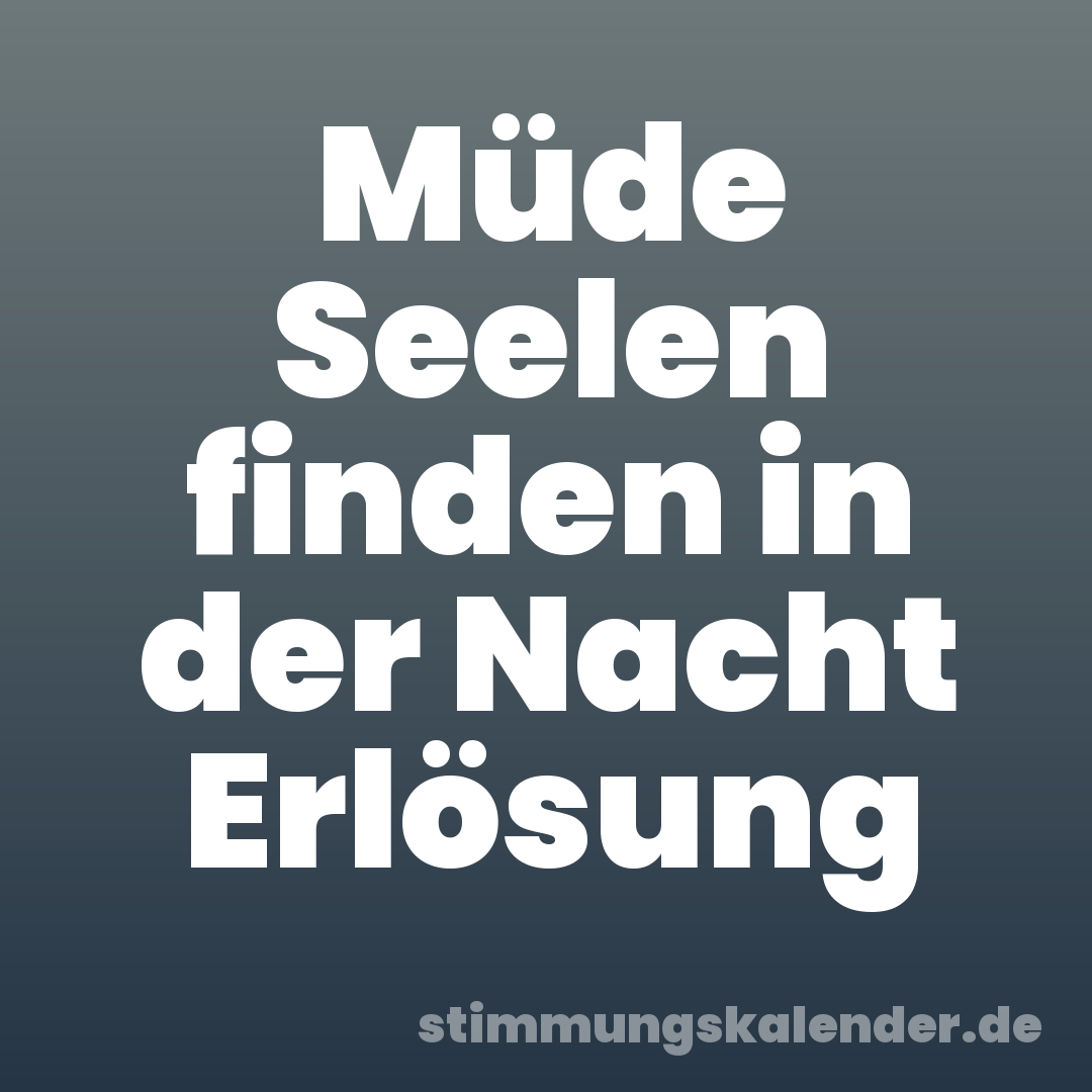 Müde Seelen finden in der Nacht Erlösung