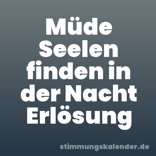 Müde Seelen finden in der Nacht Erlösung