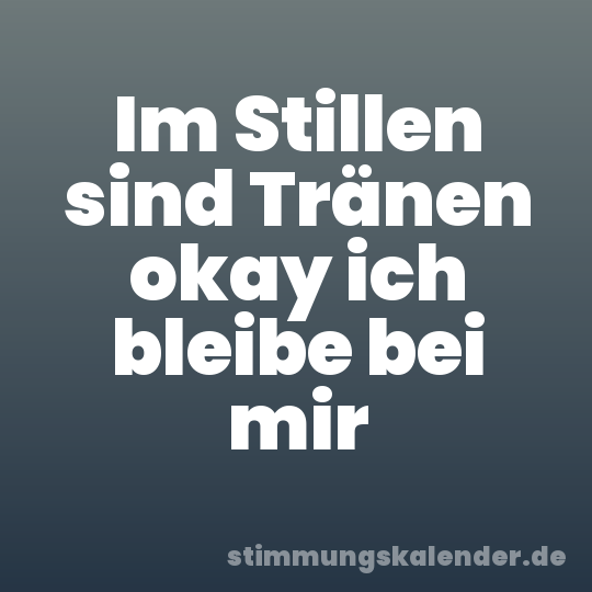 Im Stillen sind Tränen okay ich bleibe bei mir