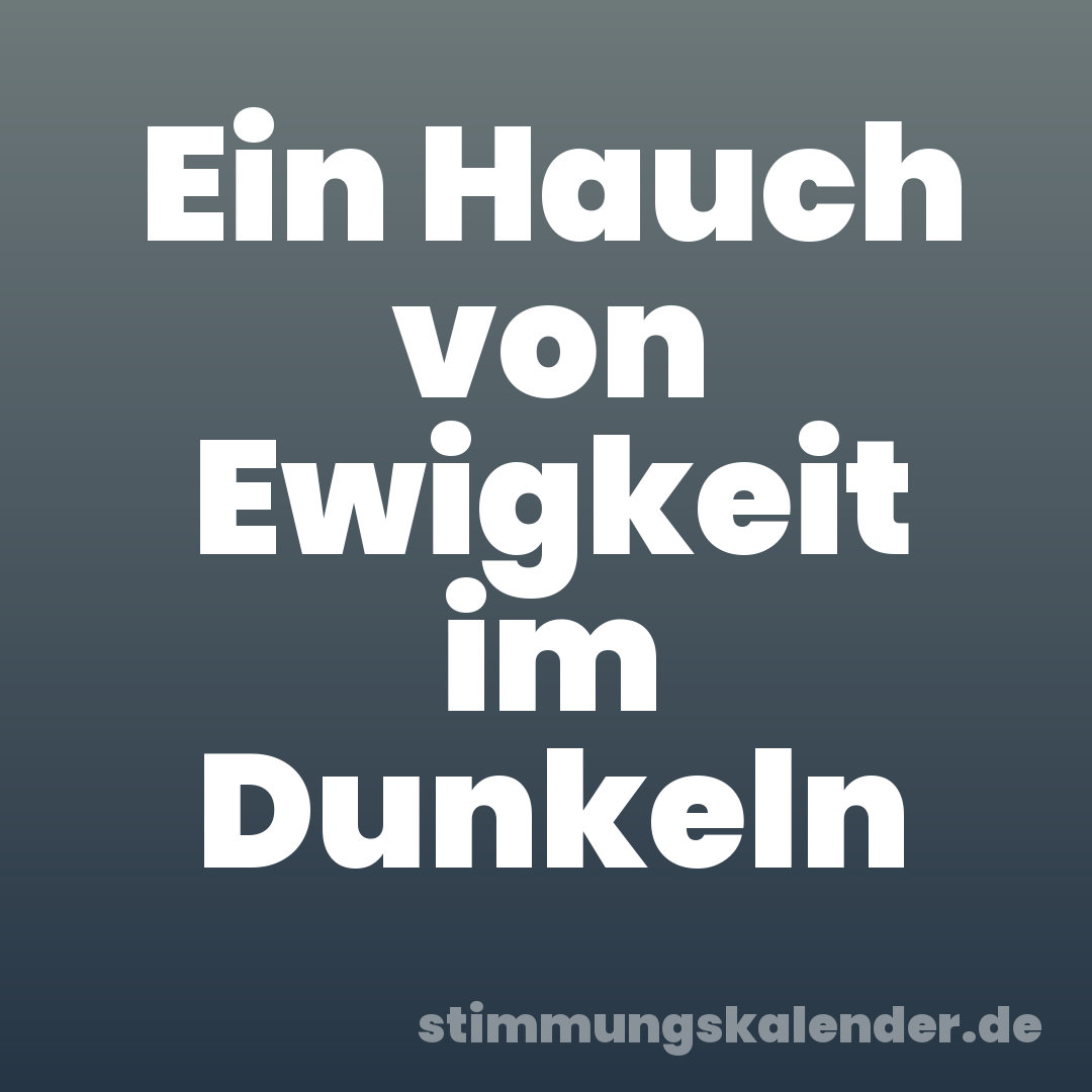 Ein Hauch von Ewigkeit im Dunkeln