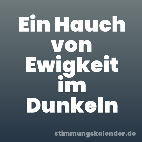 Ein Hauch von Ewigkeit im Dunkeln
