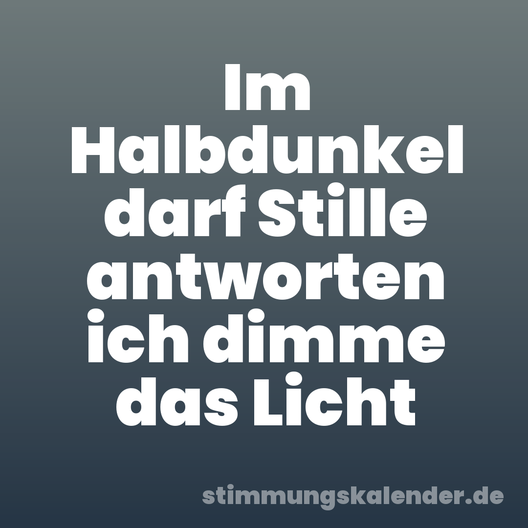 Im Halbdunkel darf Stille antworten ich dimme das Licht