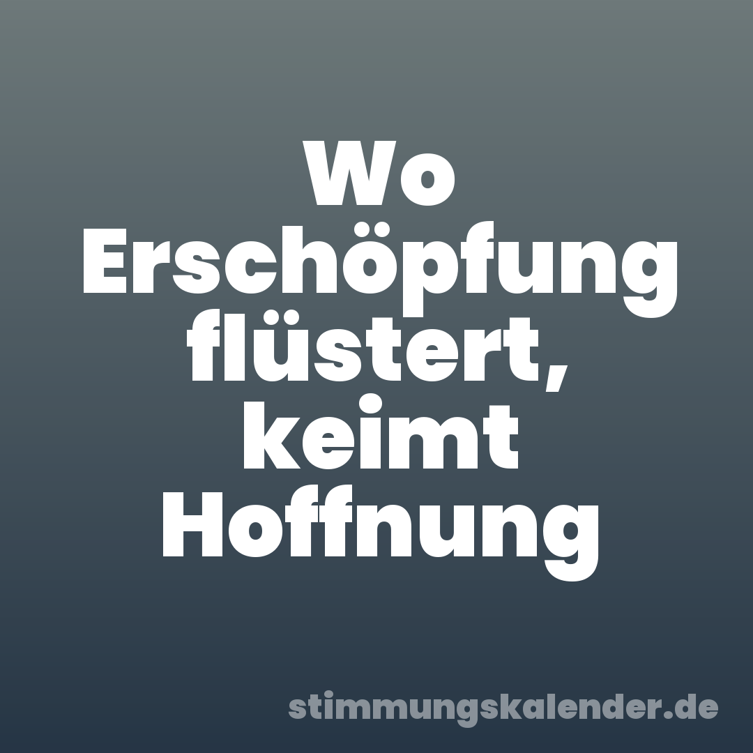 Wo Erschöpfung flüstert, keimt Hoffnung