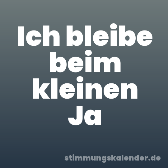 Ich bleibe beim kleinen Ja