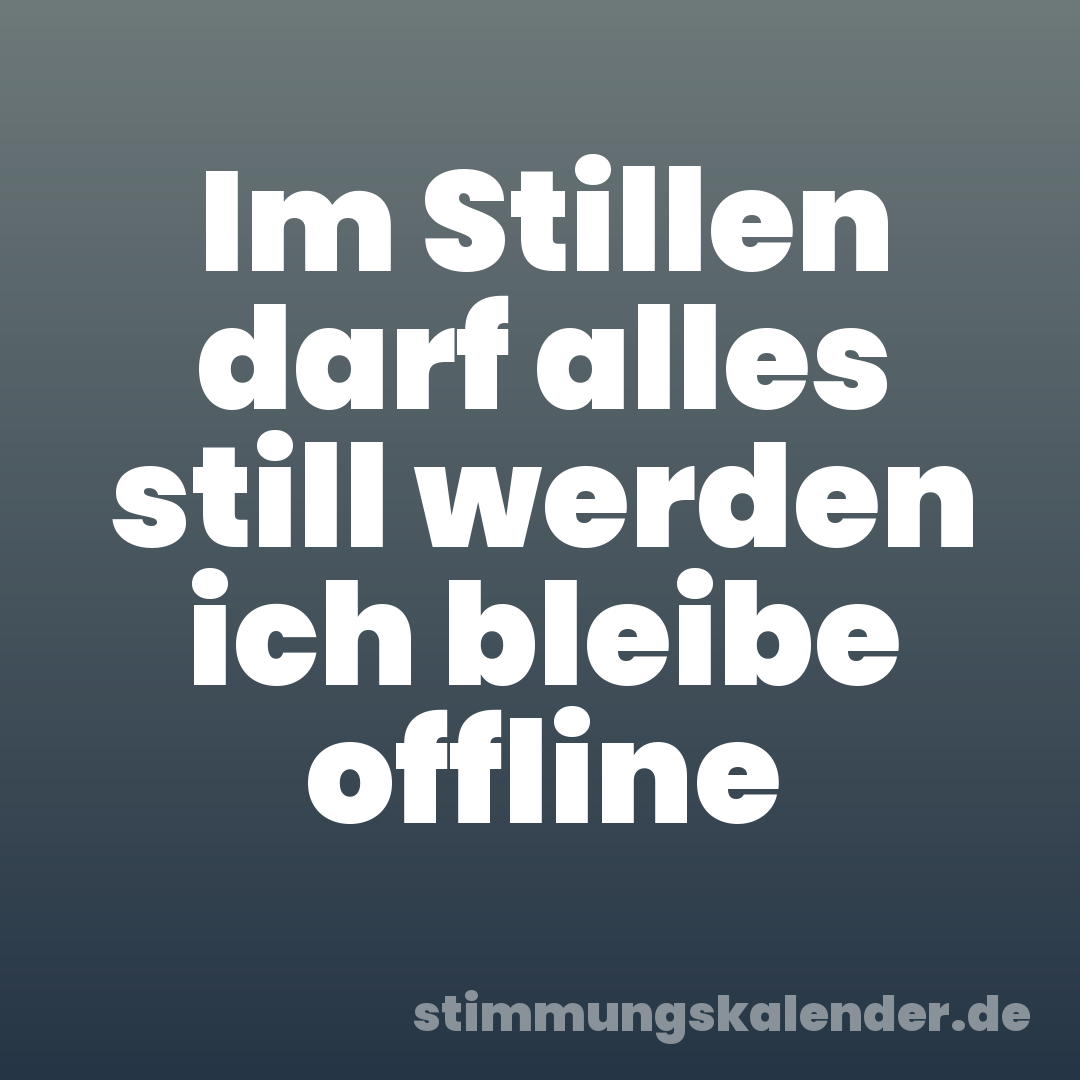 Im Stillen darf alles still werden ich bleibe offline