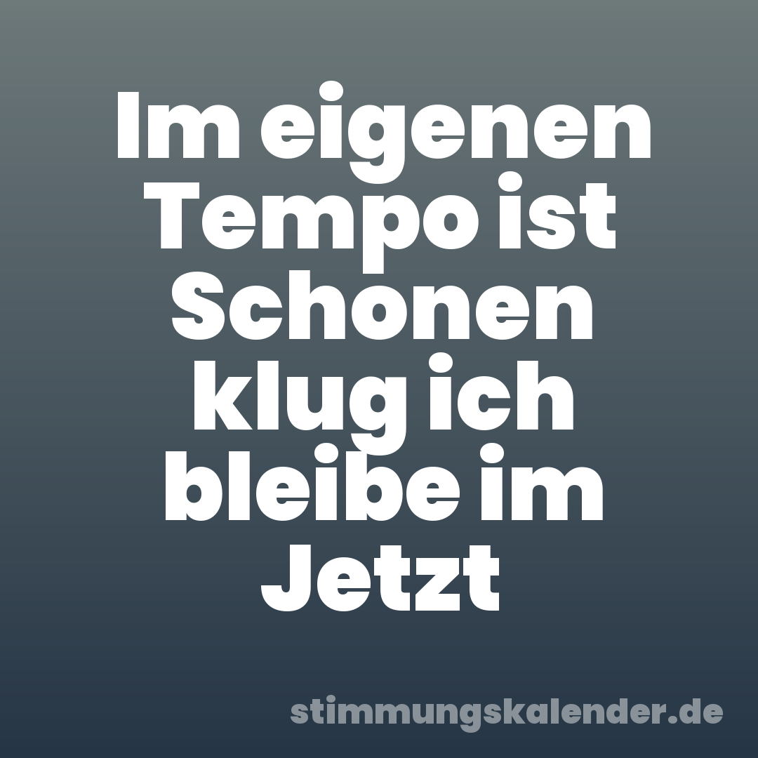 Im eigenen Tempo ist Schonen klug ich bleibe im Jetzt