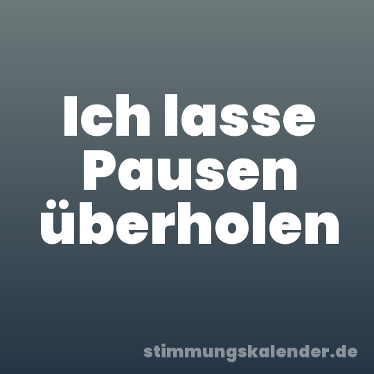 Ich lasse Pausen überholen