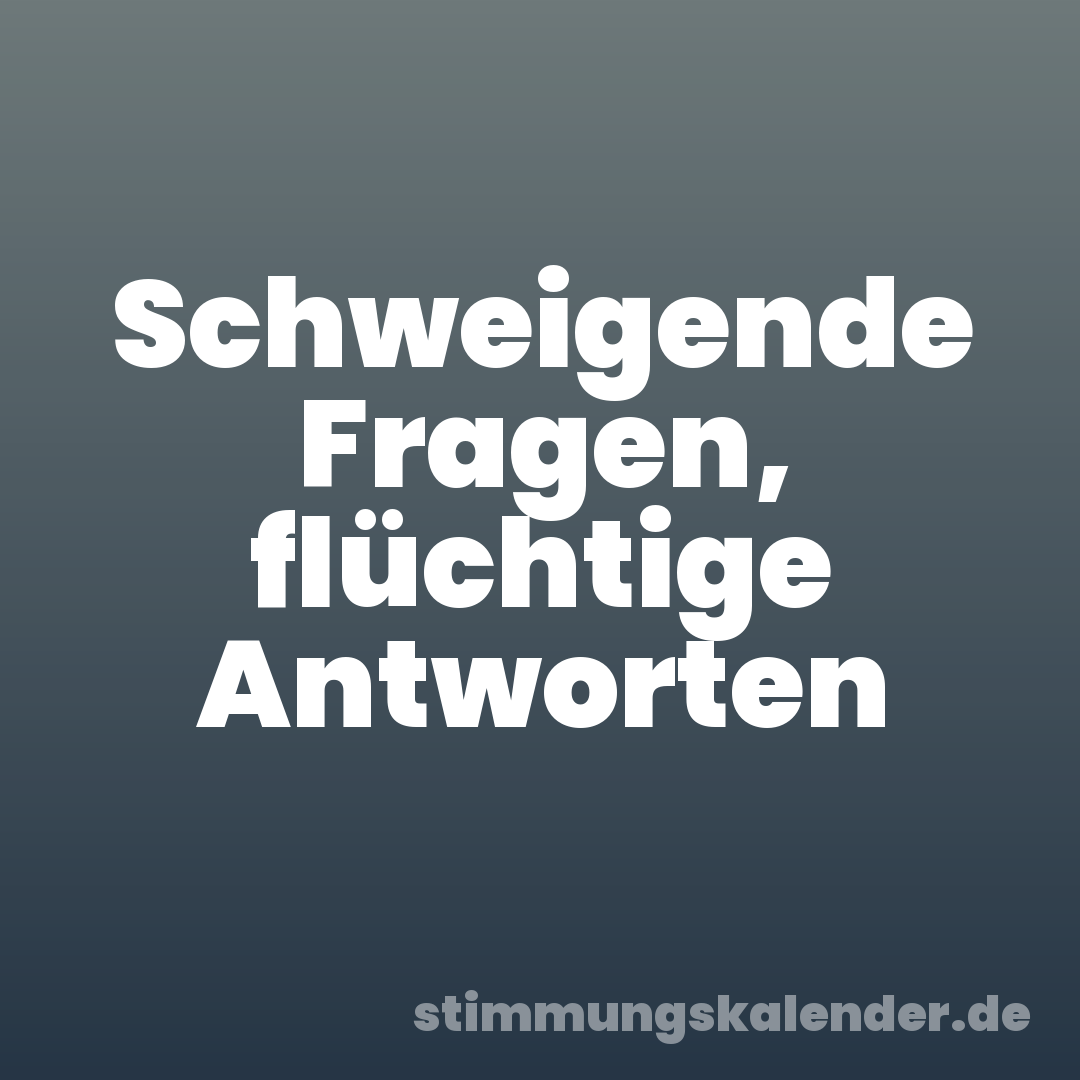 Schweigende Fragen, flüchtige Antworten