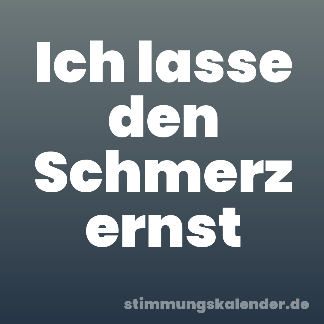 Ich lasse den Schmerz ernst