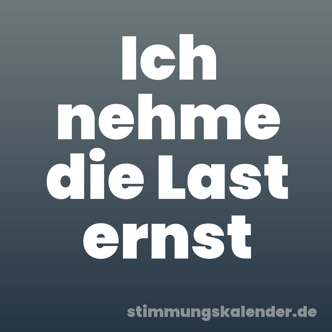 Ich nehme die Last ernst