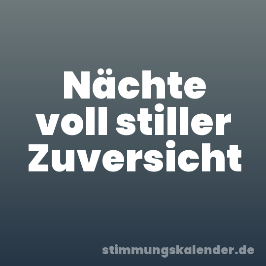 Nächte voll stiller Zuversicht