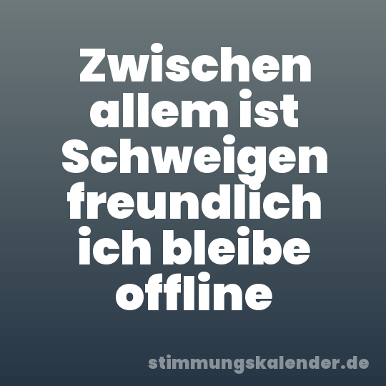 Zwischen allem ist Schweigen freundlich ich bleibe offline