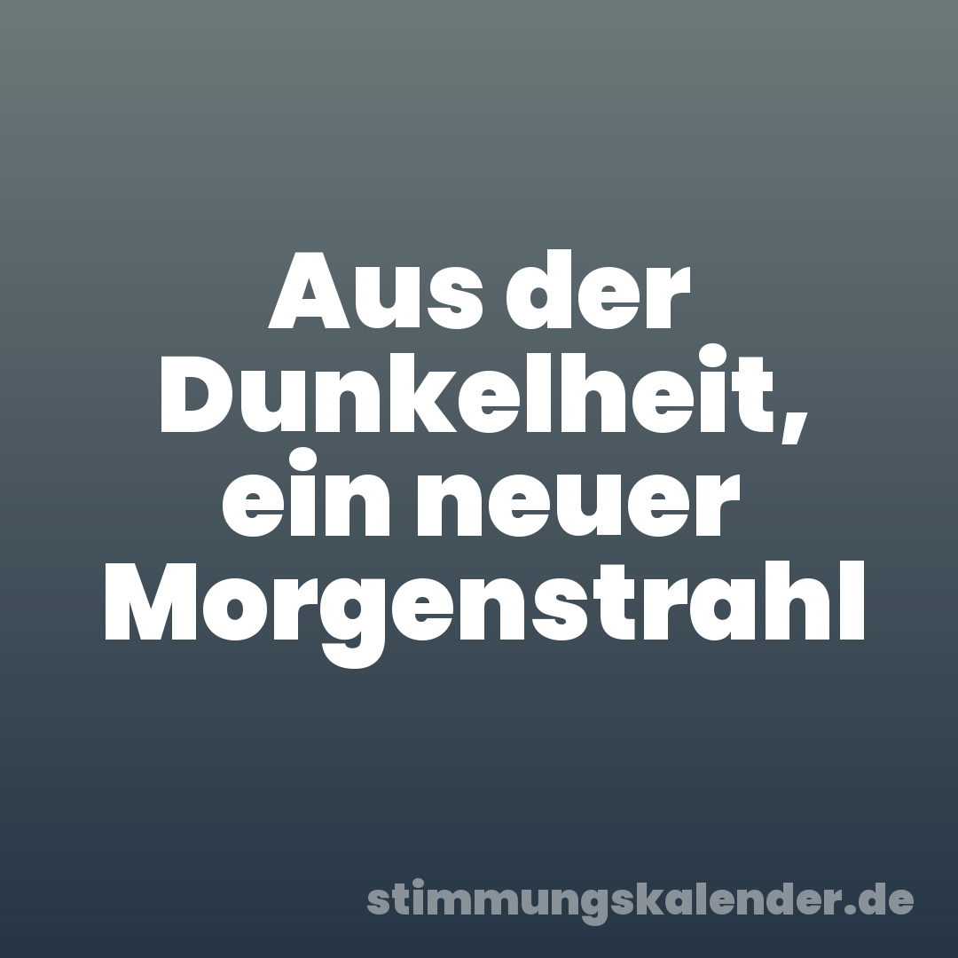 Aus der Dunkelheit, ein neuer Morgenstrahl
