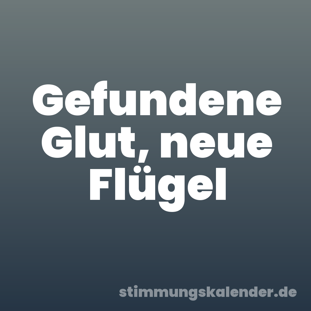 Gefundene Glut, neue Flügel