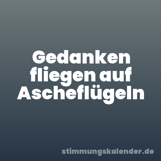 Gedanken fliegen auf Ascheflügeln