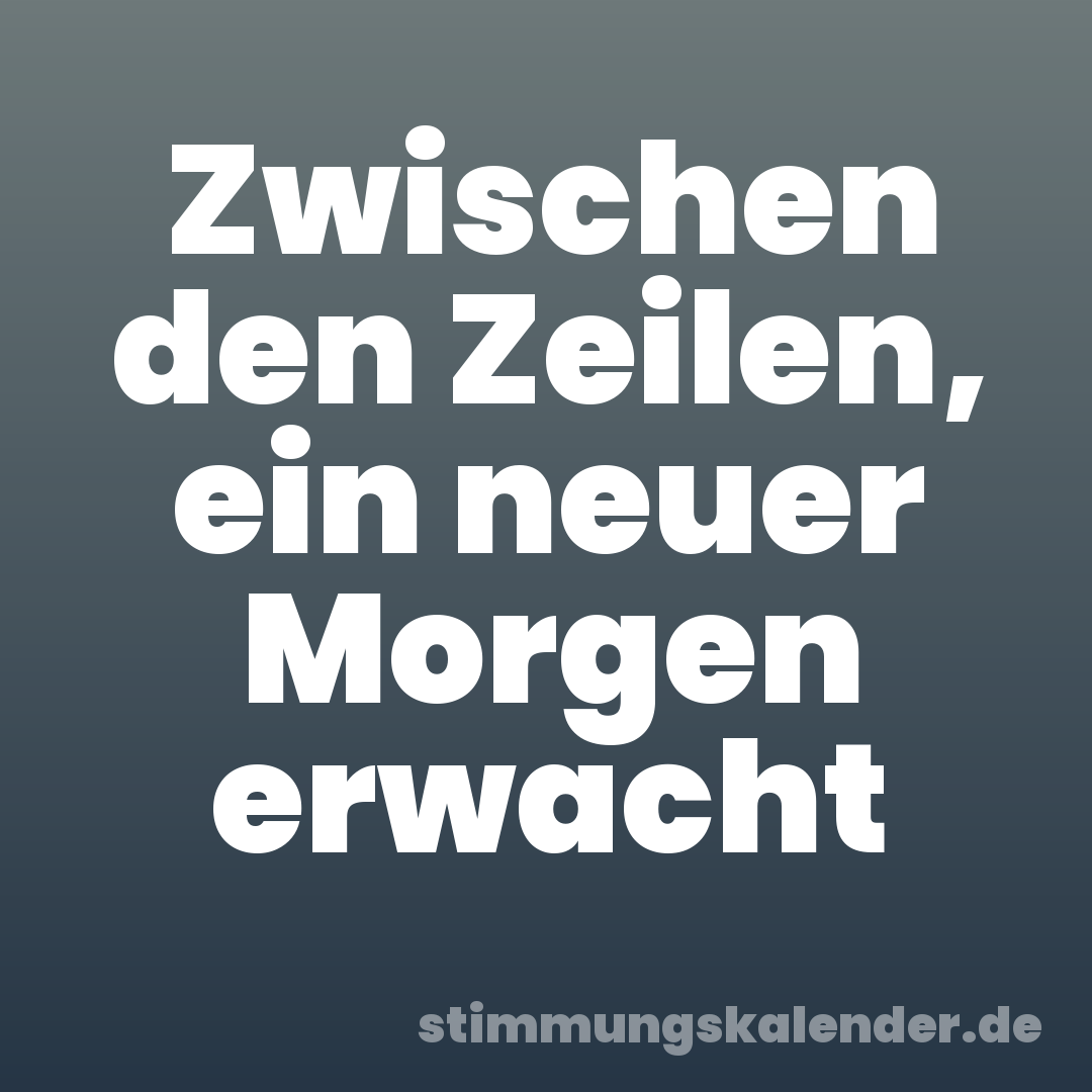 Zwischen den Zeilen, ein neuer Morgen erwacht