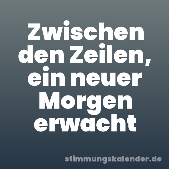 Zwischen den Zeilen, ein neuer Morgen erwacht