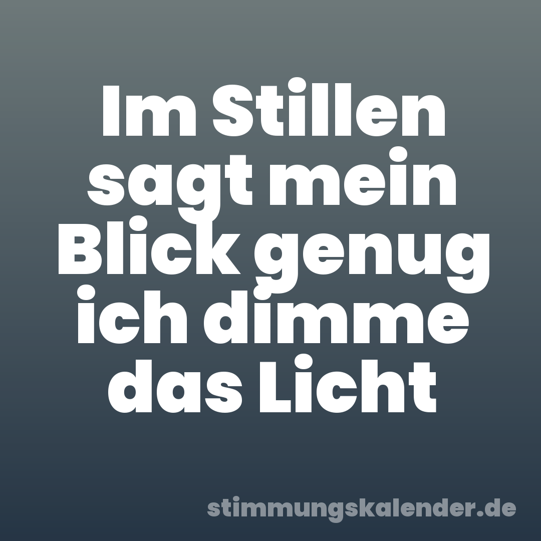 Im Stillen sagt mein Blick genug ich dimme das Licht