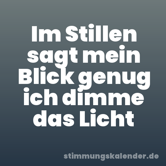 Im Stillen sagt mein Blick genug ich dimme das Licht