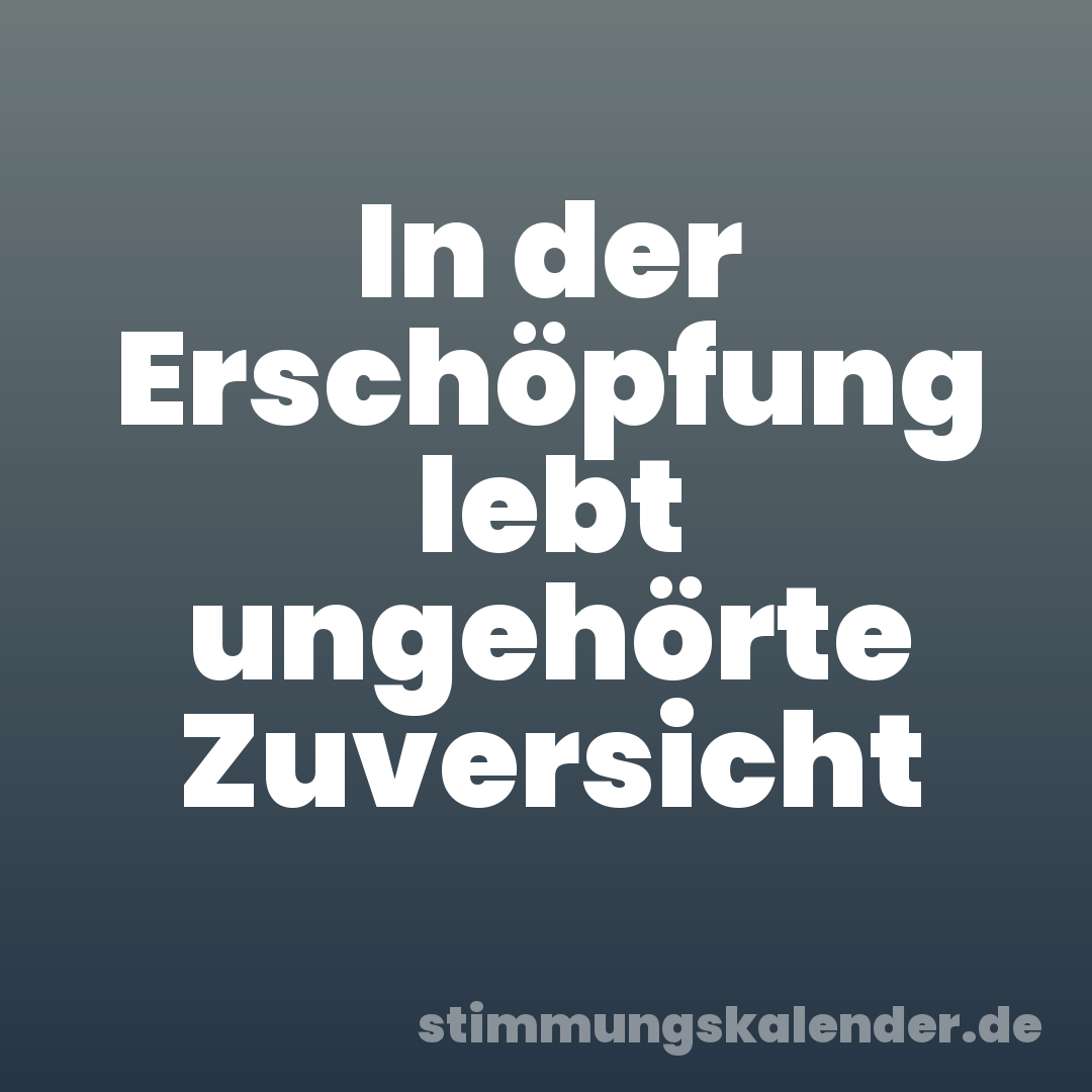 In der Erschöpfung lebt ungehörte Zuversicht