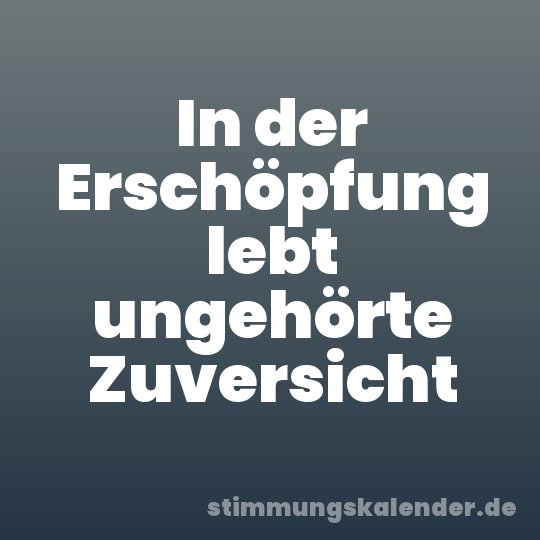 In der Erschöpfung lebt ungehörte Zuversicht