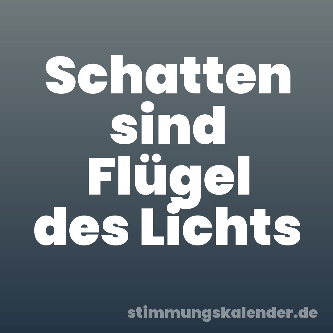 Schatten sind Flügel des Lichts
