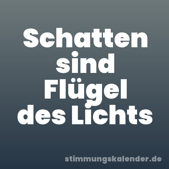 Schatten sind Flügel des Lichts