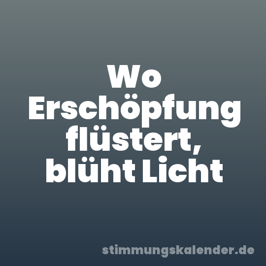 Wo Erschöpfung flüstert, blüht Licht