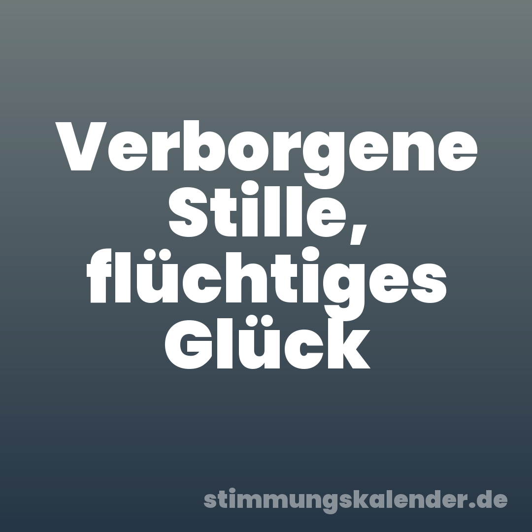 Verborgene Stille, flüchtiges Glück