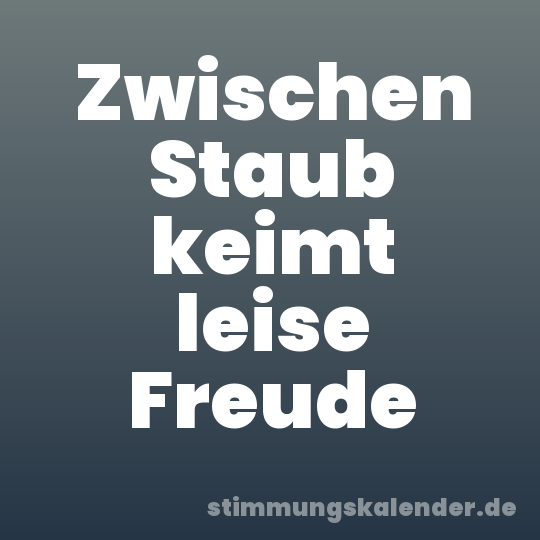 Zwischen Staub keimt leise Freude