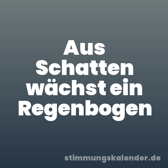 Aus Schatten wächst ein Regenbogen