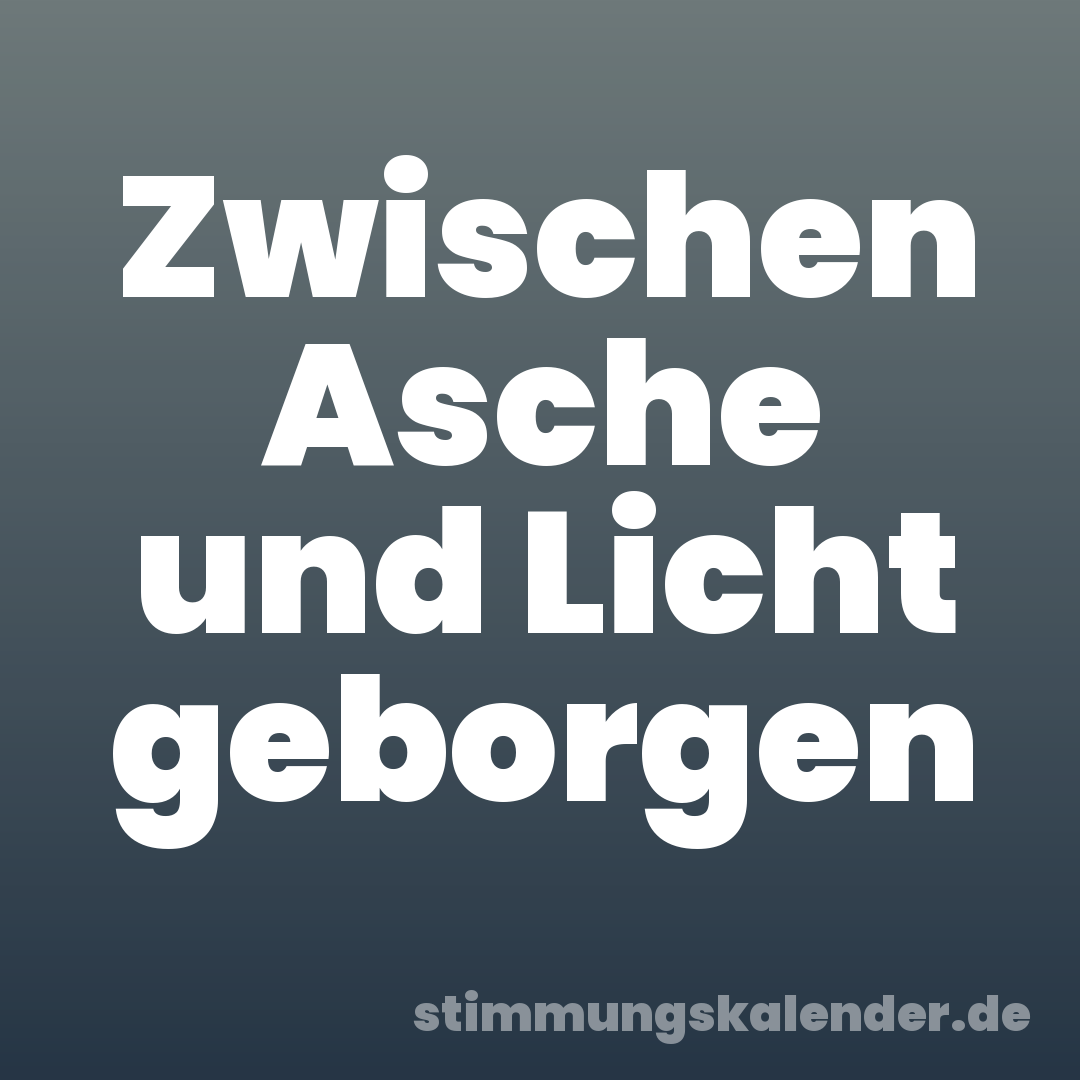 Zwischen Asche und Licht geborgen