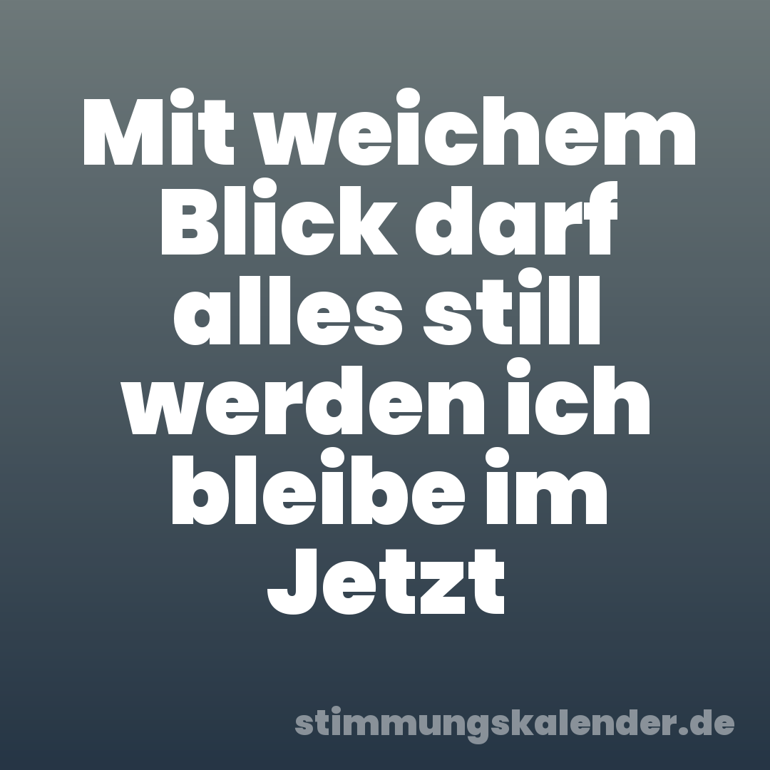 Mit weichem Blick darf alles still werden ich bleibe im Jetzt