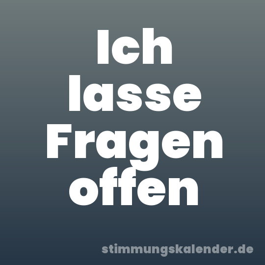 Ich lasse Fragen offen
