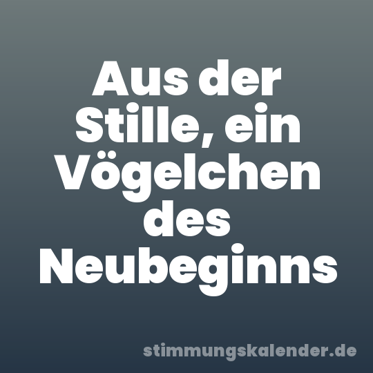 Aus der Stille, ein Vögelchen des Neubeginns