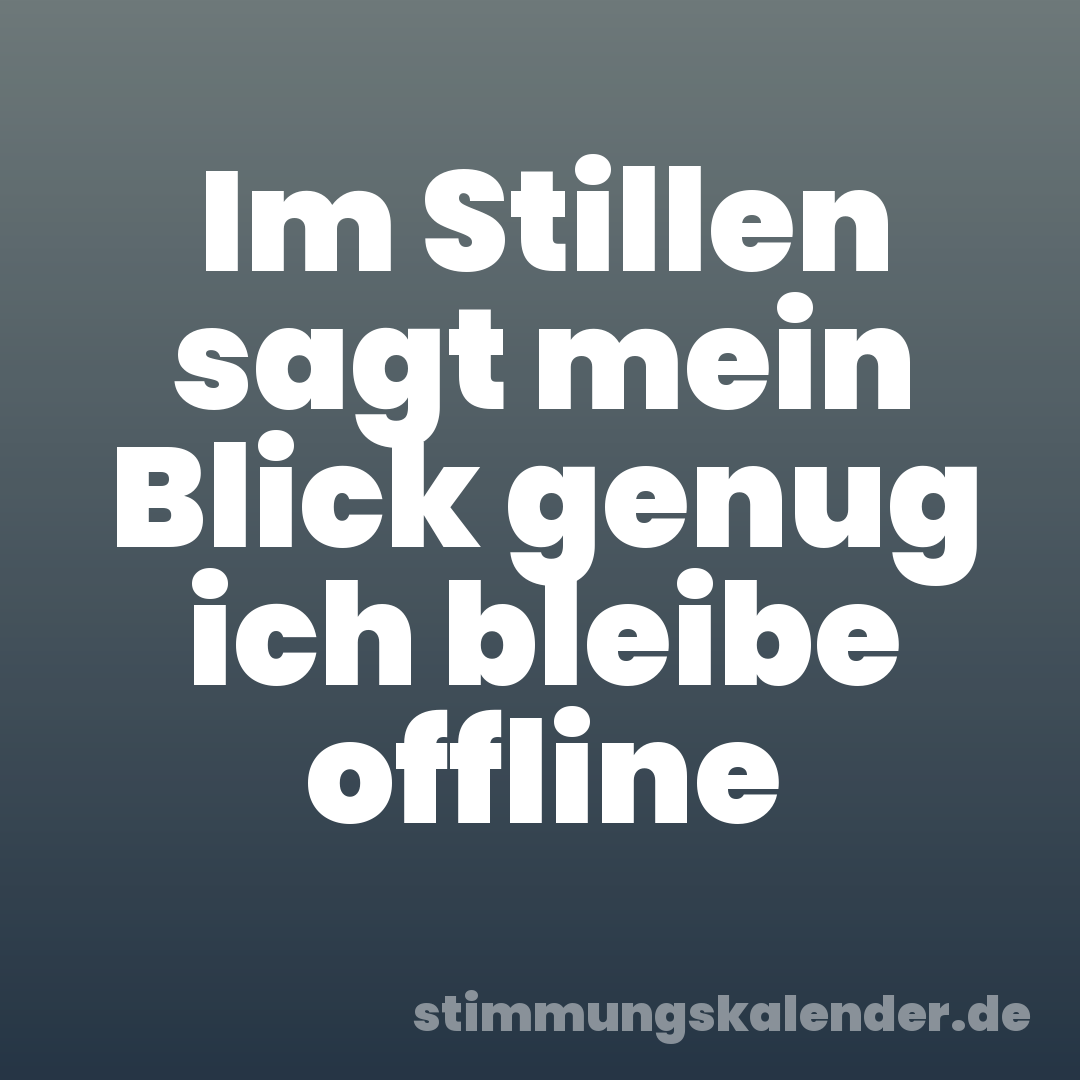 Im Stillen sagt mein Blick genug ich bleibe offline