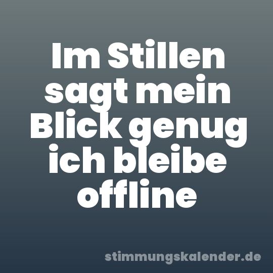 Im Stillen sagt mein Blick genug ich bleibe offline
