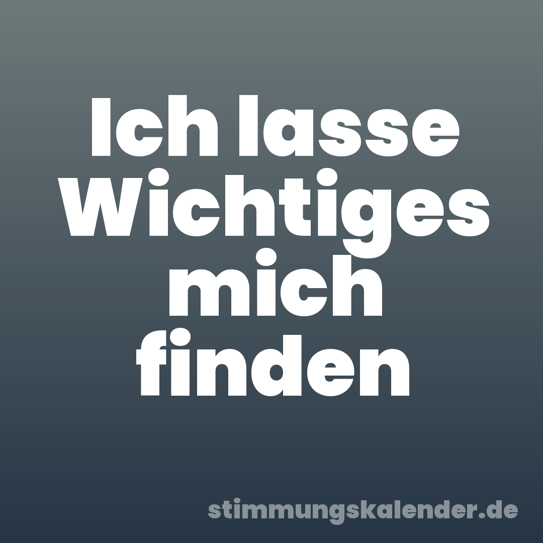 Ich lasse Wichtiges mich finden