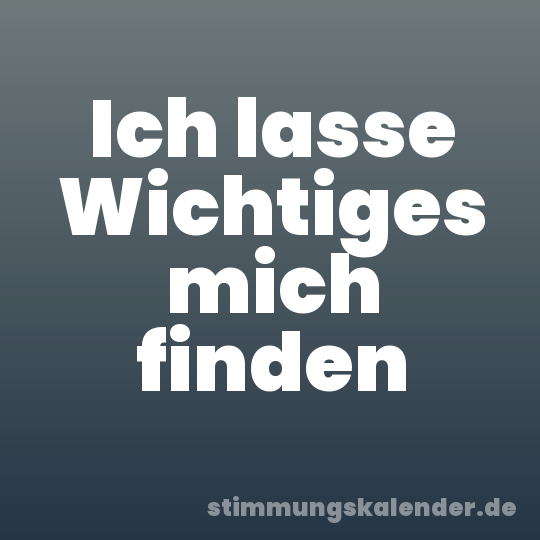 Ich lasse Wichtiges mich finden