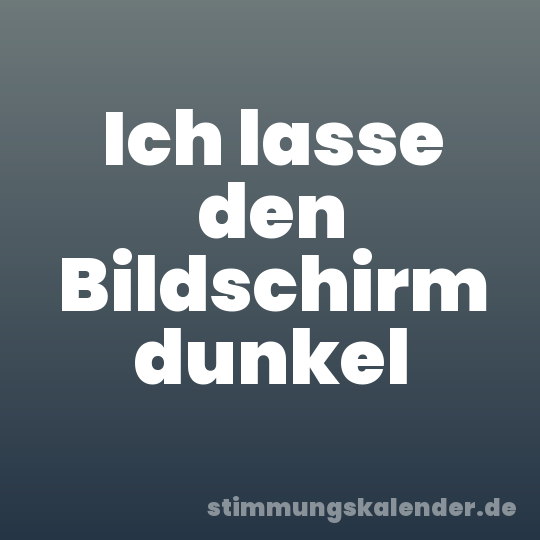 Ich lasse den Bildschirm dunkel