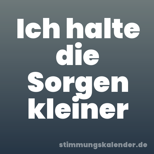 Ich halte die Sorgen kleiner